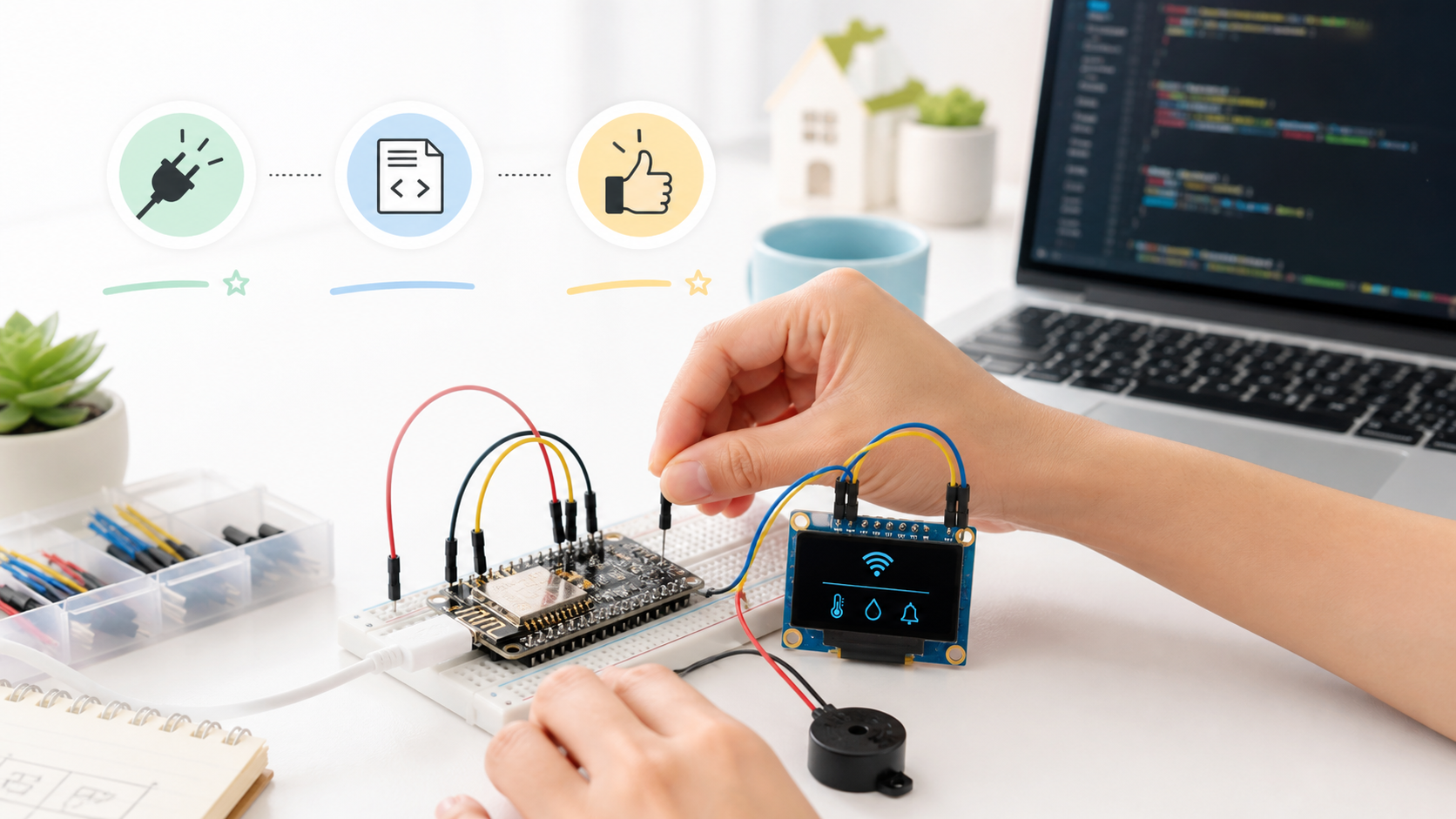 [2편] 두뇌 만들기 - ESP8266 + OLED + 부저로 IoT 허브 본체 조립 대표 이미지