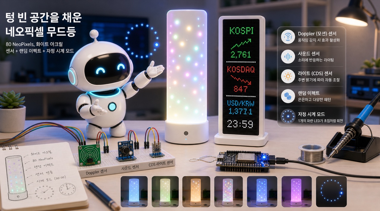 [IoT DIY 4편] 다중 센서 퓨전과 난수 알고리즘을 적용한 인터랙티브 NeoPixel 무드등 설계