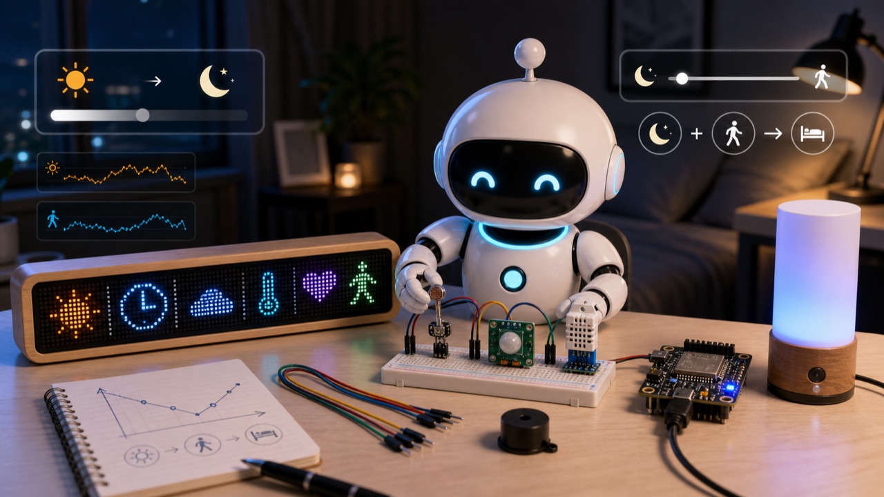 [IoT DIY Part 3] Multi-Sensor Fusion for Reducing Night-Time Visual Fatigue: CDS, Doppler Radar, FSM Design, and False-Trigger Filtering